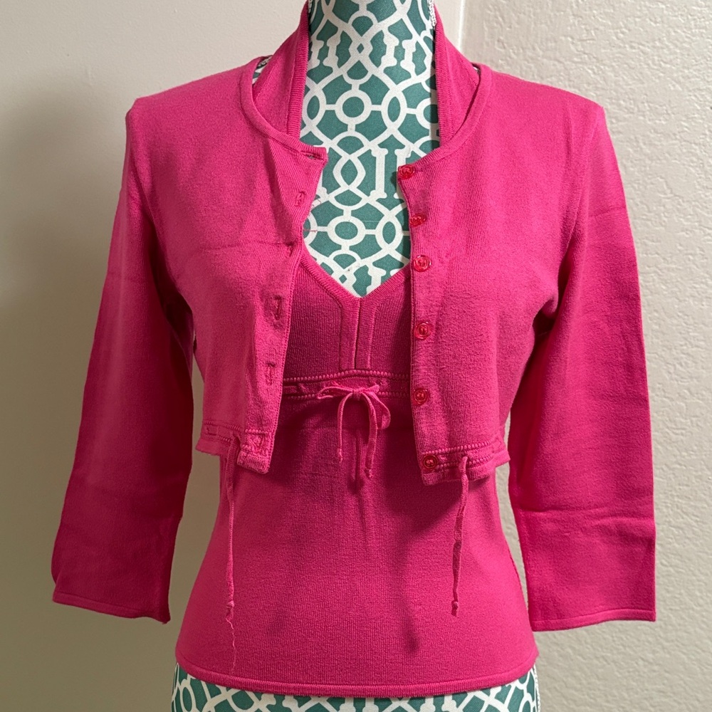 bebe Vibrant Pink Cardigan Sweater